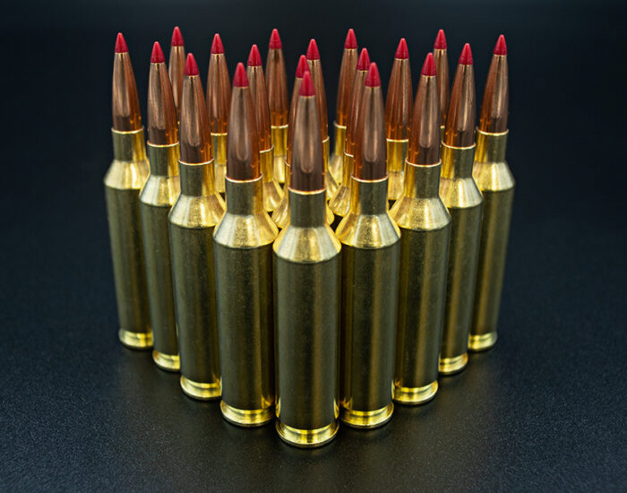 Group of 22 Creedmoor bullets standing up